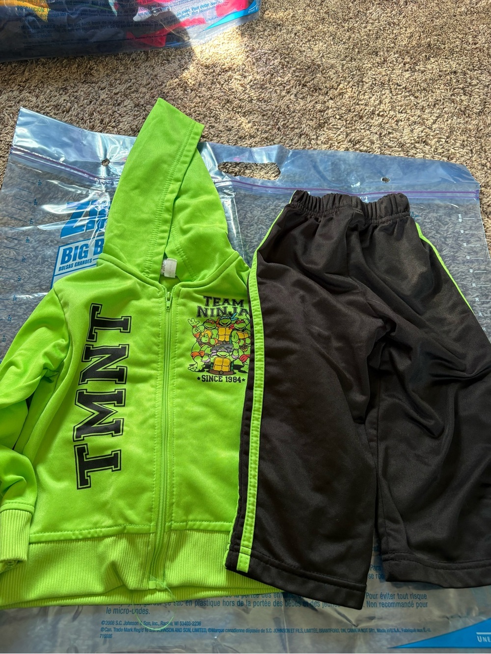 Nickelodeon Neon Green TMNT Zip Hoodie with Black Shorts